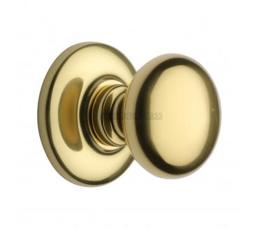 Heritage Brass V901 Mushroom Centre Door Knob - Polished Brass