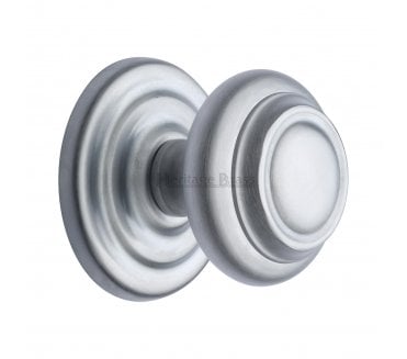Heritage Brass V905 Contoured Centre Door Knob - Satin Chrome