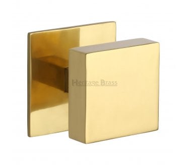 Heritage Brass V908 Square Centre Door Knob - Polished Brass