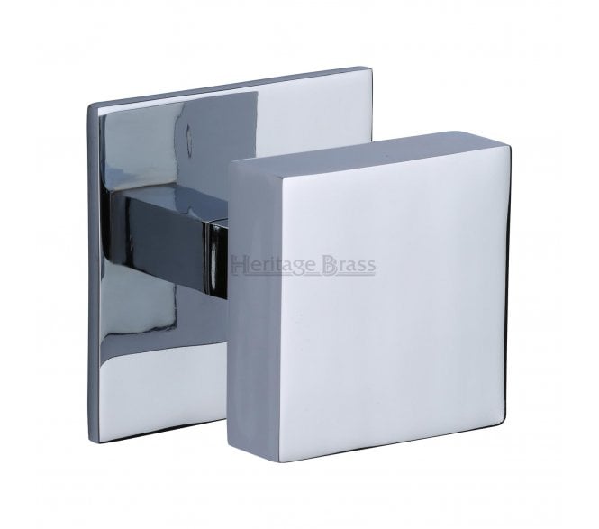 Heritage Brass V908 Square Centre Door Knob - Polished Chrome