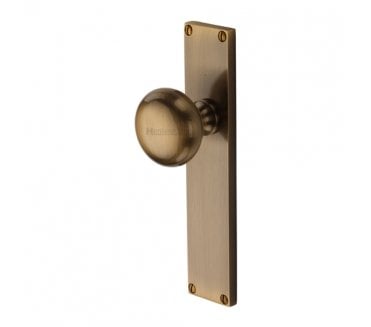 Heritage Brass V9400-AT Victoria Mortice Knobs On Backplate - Antique Brass