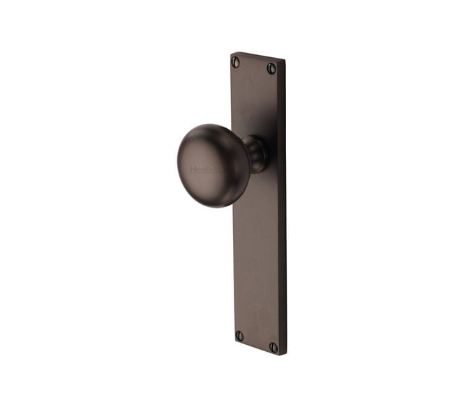 Heritage Brass V9400-MB Victoria Mortice Knobs On Backplate - Matt Bronze