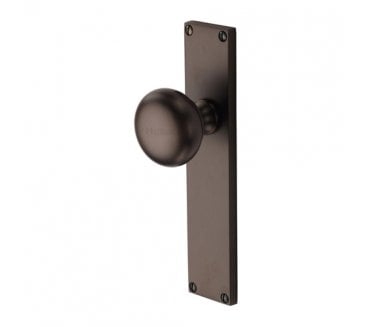 Heritage Brass V9400-MB Victoria Mortice Knobs On Backplate - Matt Bronze