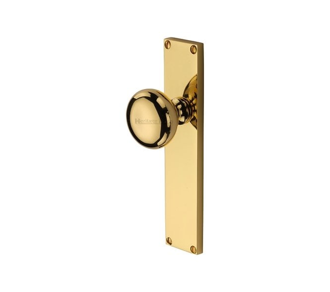 Heritage Brass V9400-PB Victoria Mortice Knobs On Backplate - Polished Brass