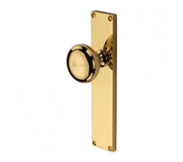 Heritage Brass V9400-PB Victoria Mortice Knobs On Backplate - Polished Brass