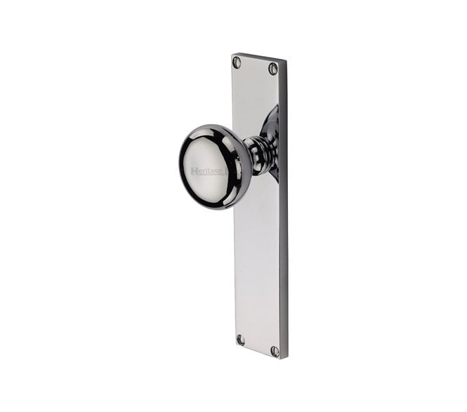 Heritage Brass V9400-PC Victoria Mortice Knobs On Backplate - Polished Chrome