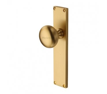 Heritage Brass V9400-SB Victoria Mortice Knobs On Backplate - Satin Brass