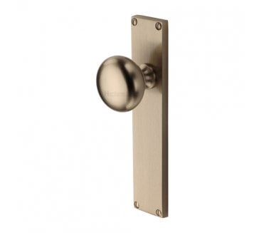 Heritage Brass V9400-SN Victoria Mortice Knobs On Backplate - Satin Nickel