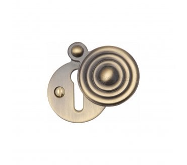 Heritage Brass V972 Reeded Covered Keyhole Escutcheon - Antique Brass