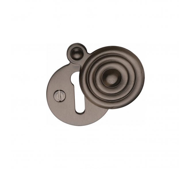 Heritage Brass V972 Reeded Covered Keyhole Escutcheon - Matt Bronze