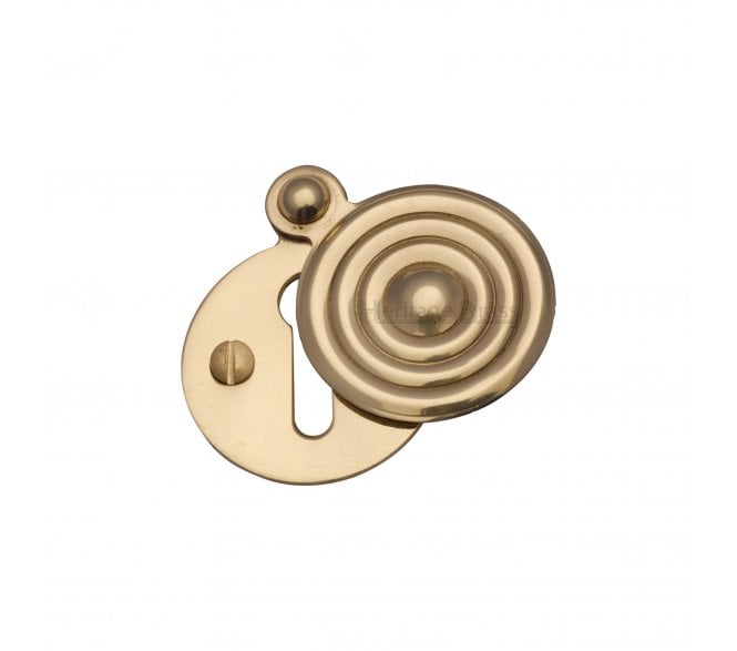 Heritage Brass V972 Reeded Covered Keyhole Escutcheon - Polished Brass