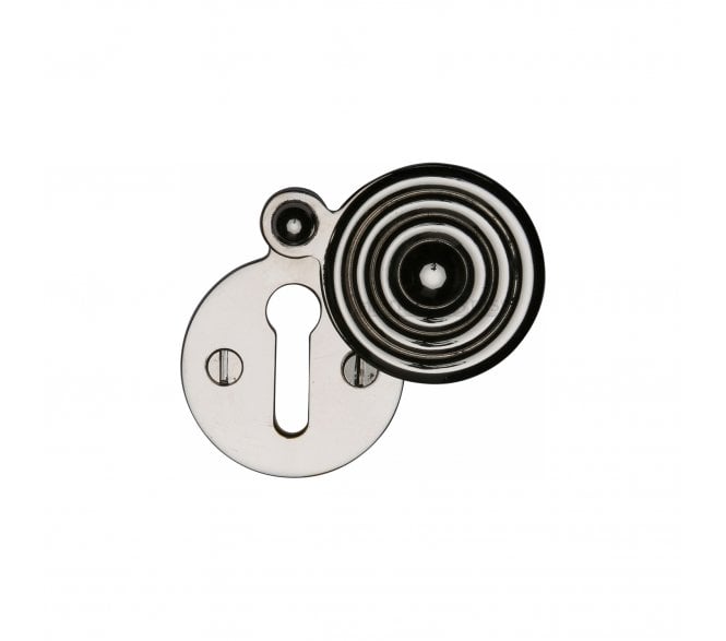 Heritage Brass V972 Reeded Covered Keyhole Escutcheon - Polished Nickel