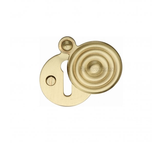 Heritage Brass V972 Reeded Covered Keyhole Escutcheon - Satin Brass