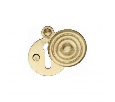 Heritage Brass V972 Reeded Covered Keyhole Escutcheon - Satin Brass