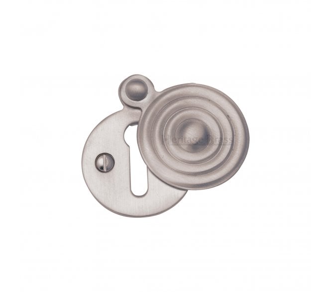 Heritage Brass V972 Reeded Covered Keyhole Escutcheon - Satin Nickel