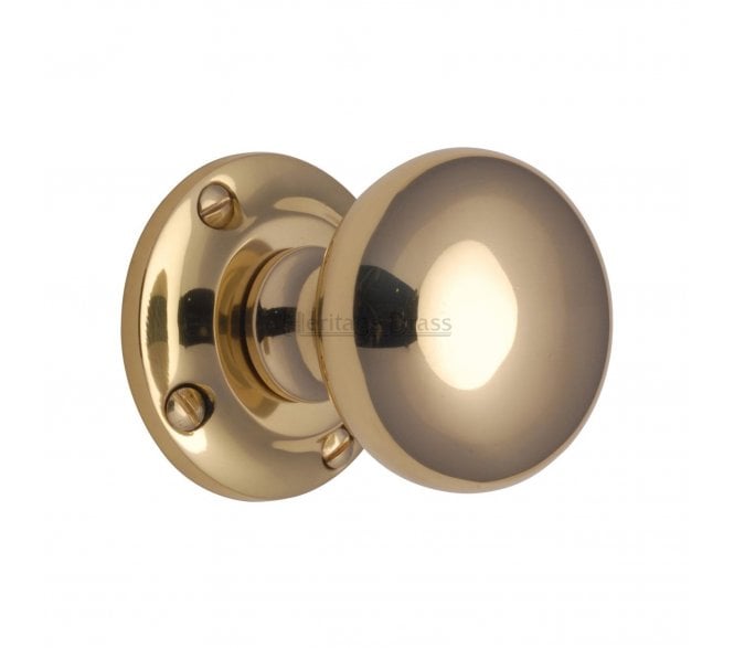 Heritage Brass V980 Mushroom Mortice Knobs - Polished Brass