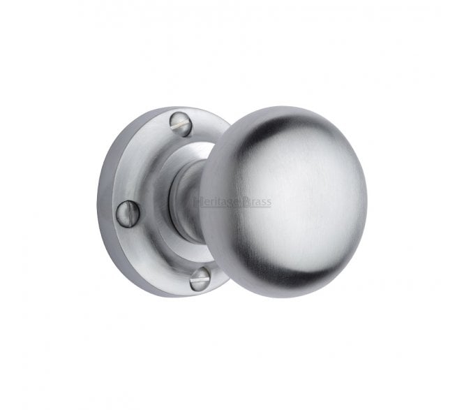 Heritage Brass V980 Mushroom Mortice Knobs - Satin Chrome