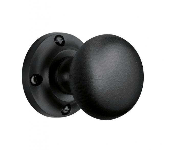 Heritage Brass V980 Victoria Mortice Knobs - Matt Black