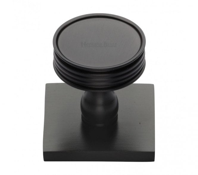 Heritage Brass Venetian Designer Cabinet Knob on Square Backplate - Matt Bronze