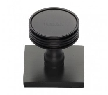 Heritage Brass Venetian Designer Cabinet Knob on Square Backplate - Matt Bronze