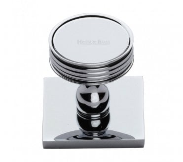 Heritage Brass Venetian Designer Cabinet Knob on Square Backplate - Polished Chrome