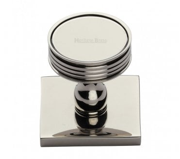 Heritage Brass Venetian Designer Cabinet Knob on Square Backplate - Polished Nickel