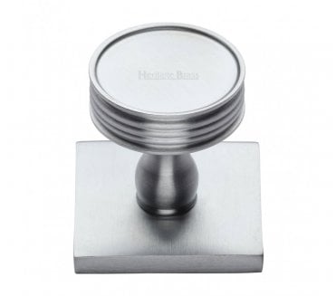 Heritage Brass Venetian Designer Cabinet Knob on Square Backplate - Satin Chrome