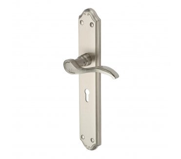 Heritage Brass Verona Long Backplate Door Handles - Satin Nickel