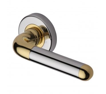 Heritage Brass VIE1920 Vienna Door Handle On Rose - Polished Chrome/Polished Brass