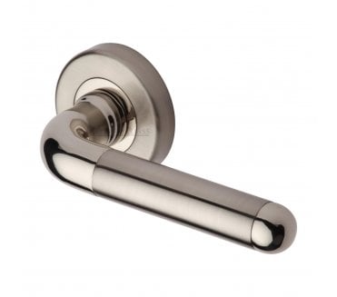 Heritage Brass VIE1920 Vienna Door Handle On Rose - Satin Nickel/Polished Nickel