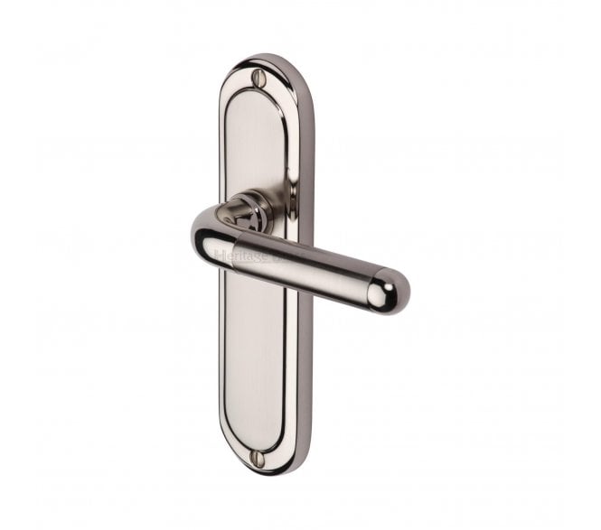 Heritage Brass Vienna Door Handles On Backplate - Satin Nickel/Polished Nickel