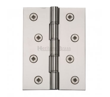 Heritage Brass Washered Butt Hinges 102x76mm - Polished Nickel (Pair)