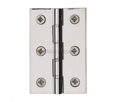 Heritage Brass Washered Butt Hinges 76x51mm - Polished Nickel (Pair)