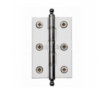 Heritage Brass Washered Finial Butt Hinges 76x51mm - Polished Chrome (Pair)
