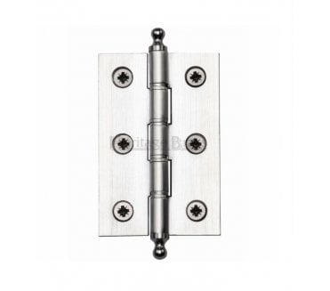 Heritage Brass Washered Finial Butt Hinges 76x51mm - Satin Chrome (Pair)