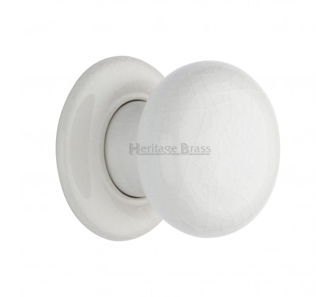 Heritage Brass White Crackle Porcelain Door Knobs - White