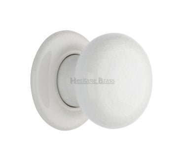 Heritage Brass White Crackle Porcelain Door Knobs - White