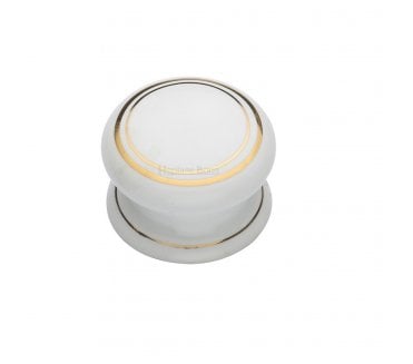 Heritage Brass White Gold Line Porcelain Cabinet Knobs