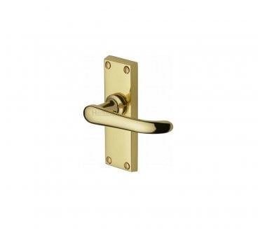 Heritage Brass Windsor Door Handles On Backplate - Polished Brass