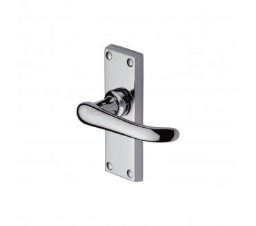Heritage Brass Windsor Door Handles On Backplate - Polished Chrome