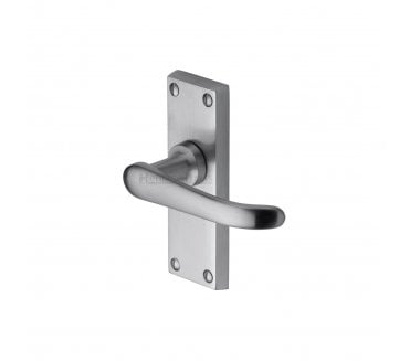 Heritage Brass Windsor Door Handles On Backplate - Satin Chrome