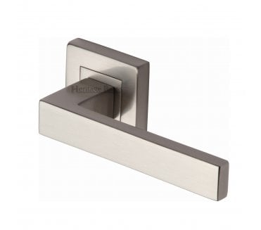 Heritage SQ5420 Delta Square Door Handle on Square Rose - Satin Nickel