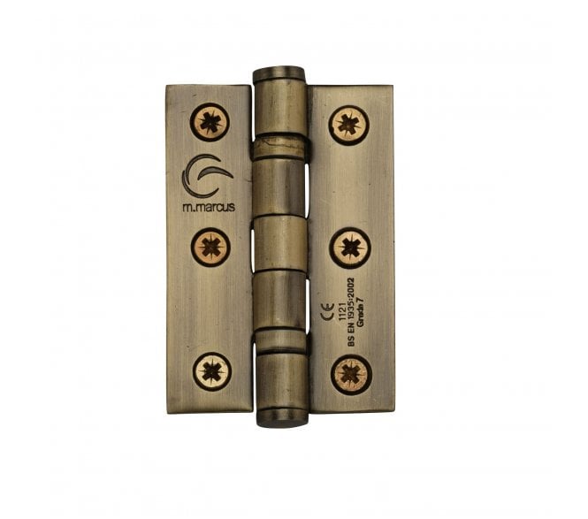 Heritage Steel Line 76x51mm Ball Bearing Hinges (Pair) - Antique Brass