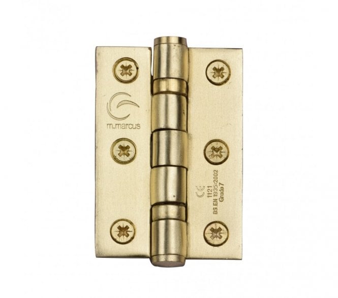 Heritage Steel Line 76x51mm Ball Bearing Hinges (Pair) - Satin Brass