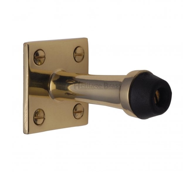 Heritage V1190 Skirting Door Stop on Square Plate - 64mm - Polished Brass