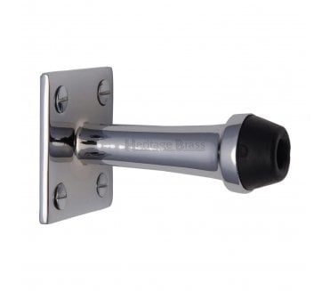 Heritage V1190 Skirting Door Stop on Square Plate - 64mm - Polished Chrome