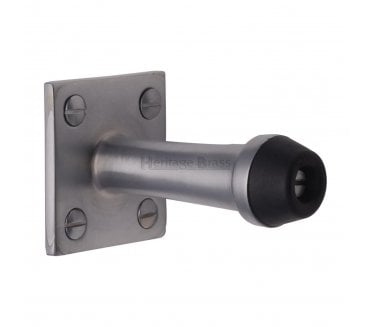 Heritage V1190 Skirting Door Stop on Square Plate - 64mm - Satin Chrome