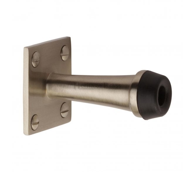 Heritage V1190 Skirting Door Stop on Square Plate - 64mm - Satin Nickel