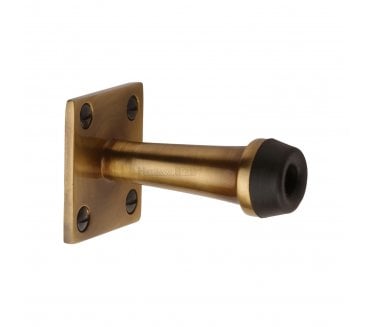 Heritage V1190 Skirting Door Stop on Square Plate - 76mm - Antique Brass