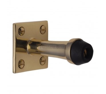 Heritage V1190 Skirting Door Stop on Square Plate - 76mm - Polished Brass